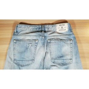 Zara Man Jeans Button Fly Distressed Holes Light Blue - Men Size 29"W‎ x 31"L